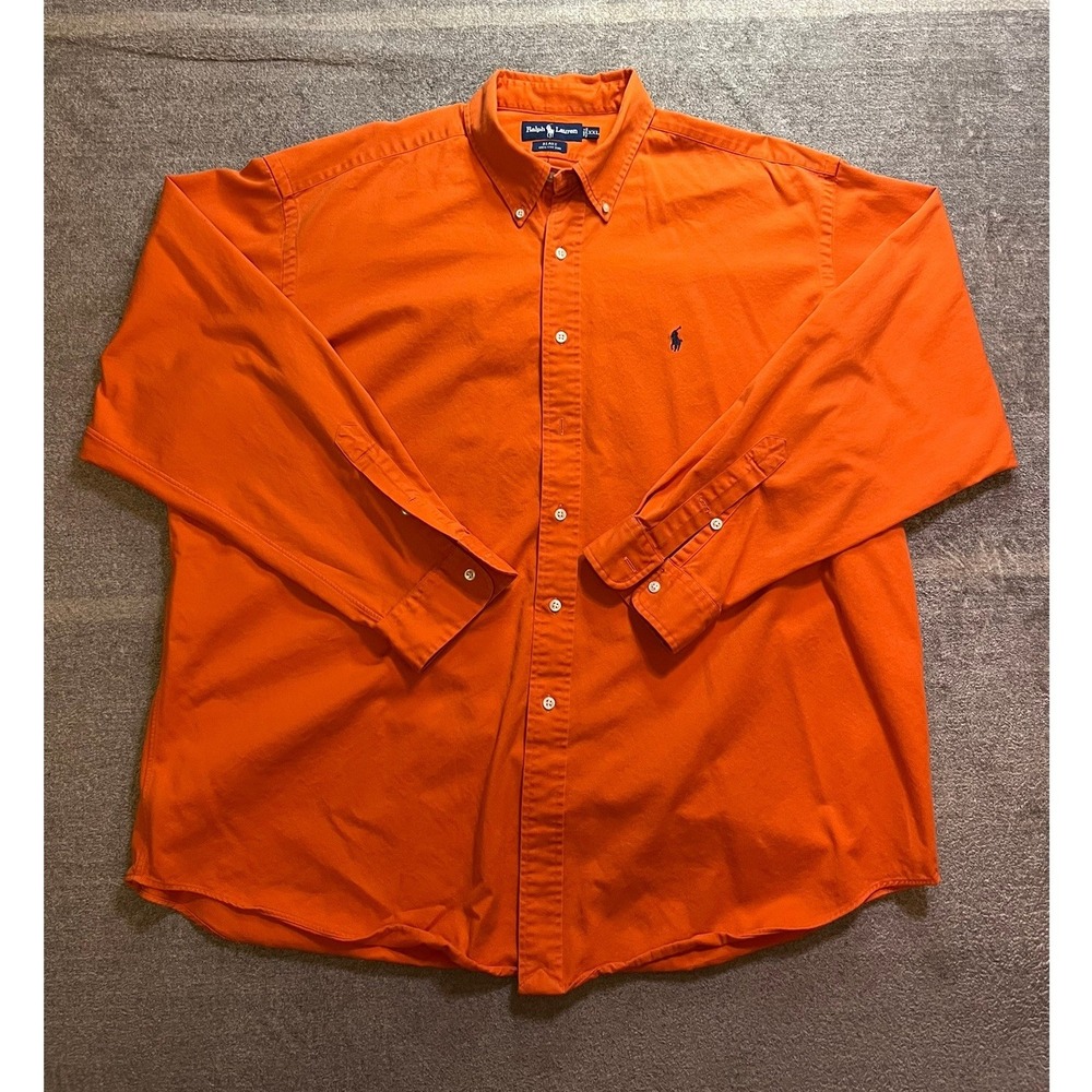 Vintage Polo Ralph Lauren Blake Shirt Mens XXL Orange Heavy Cotton Button Down
